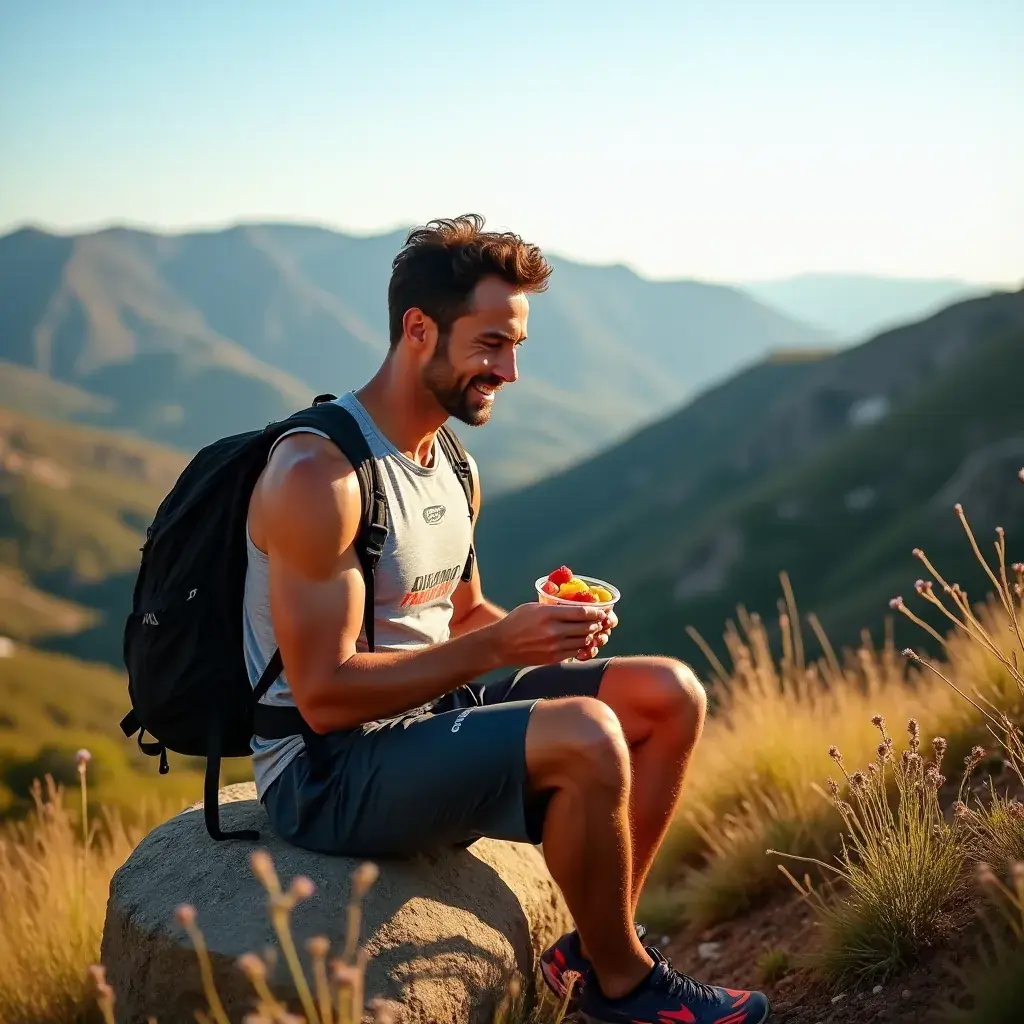 Hombre pesándose en una balanza con una expresión de satisfacción.