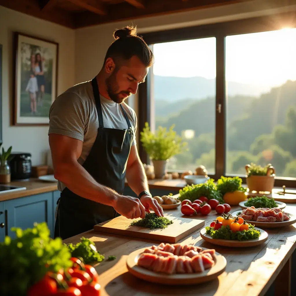 Infografía sobre los beneficios de una dieta equilibrada para hombres mayores de 40.